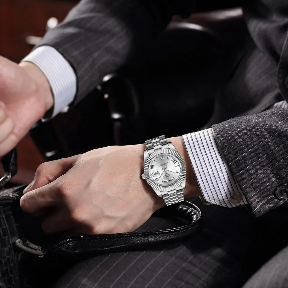 Men's Blue Stainless Steel Analog Classic Design Stylish Wrist Dressing Watch
